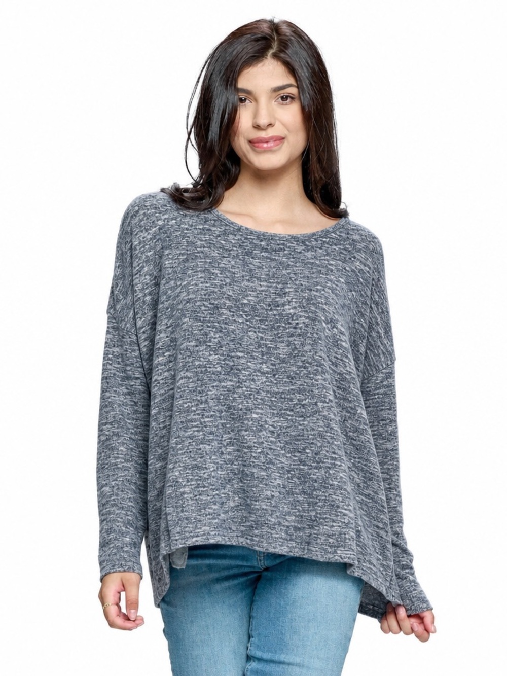 Yak & Yeti Heathered Blue Knit Sweater - Branded Tag